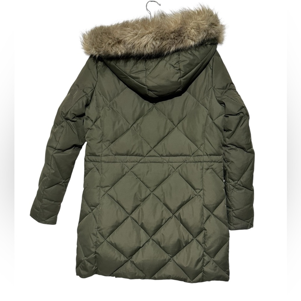 Ralph Lauren Down Quilted Puffer‎ Parka Coat Women Size S Faux Fur Hood Green - Picture 2 of 5